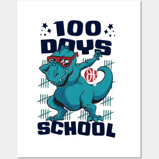 100 Days of school featuring a T-rex dino Dabbing #2 Posters and Art